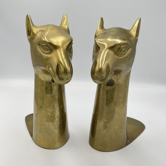 Solid Brass Vintage MCM Camel Bookends Spain SARREID LTD Retro Sphinx 9" - Picture 7 of 9
